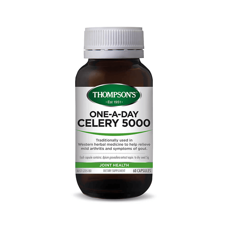Thompsons One-A-Day Celery 5000mg 60 Capsules gout,issues,joint health,Thompsons One-A-Day Celery 5000mg,urinary tract infections,water retention