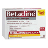 Betadine Sore Throat Lozenges Honey & Lemon 36 Pack