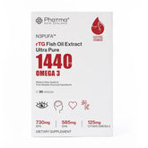 rTG Fish Oil Extract Ultra Pure 1440mg Omega3 30 Softgel Cap product packaging with EPA and DHA information