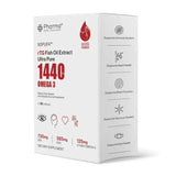 rTG Fish Oil Extract 1440mg Omega 3 box with nutritional information and health benefits listed