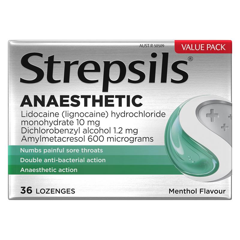 Strepsils Anaesthetic Sore Throat Menthol 36 Lozenges