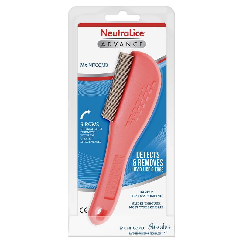 Neutralice Nit Comb M3 extra fine metal teeth,Handle for easy combing,issues,Nit Comb,Nitcomb detects,removes head lice and eggs.