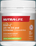 NUTRALIFE Ester C immune support chewable tablets with Vitamin D and Echinacea, lemon/lime flavor, 120 count