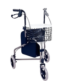 Allied Medical Tri Walker - Replacement Tray A wire basket,High strength aluminium tubing,Pull to lock squeeze hand brakes,three wheeled aluminium walker