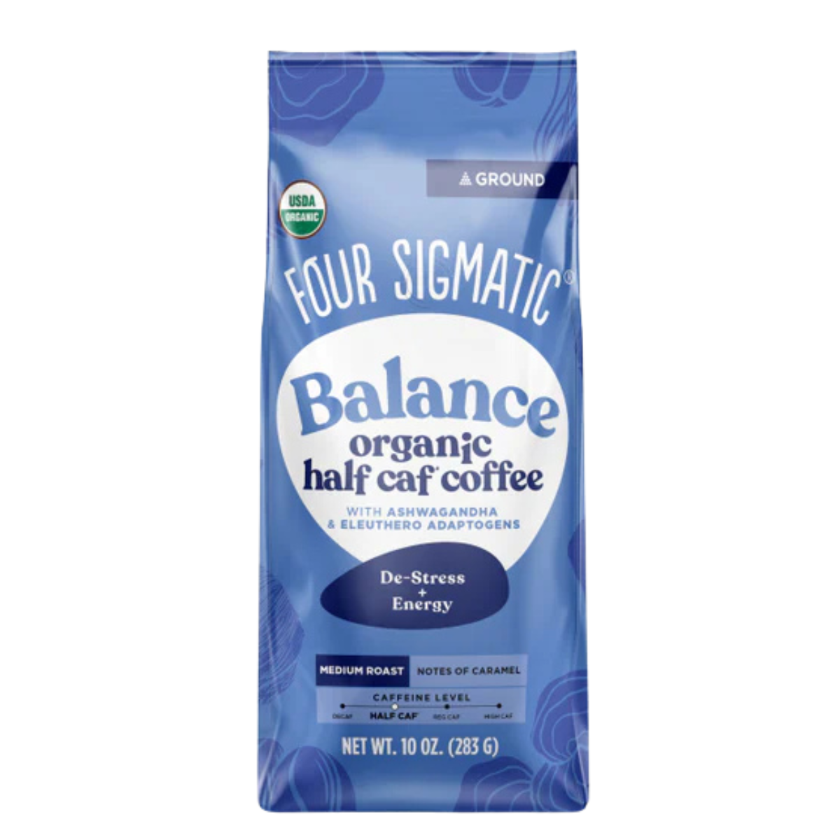 Four Sigmatic Balance Half Caf Organic Ground Coffee 283g front of pack