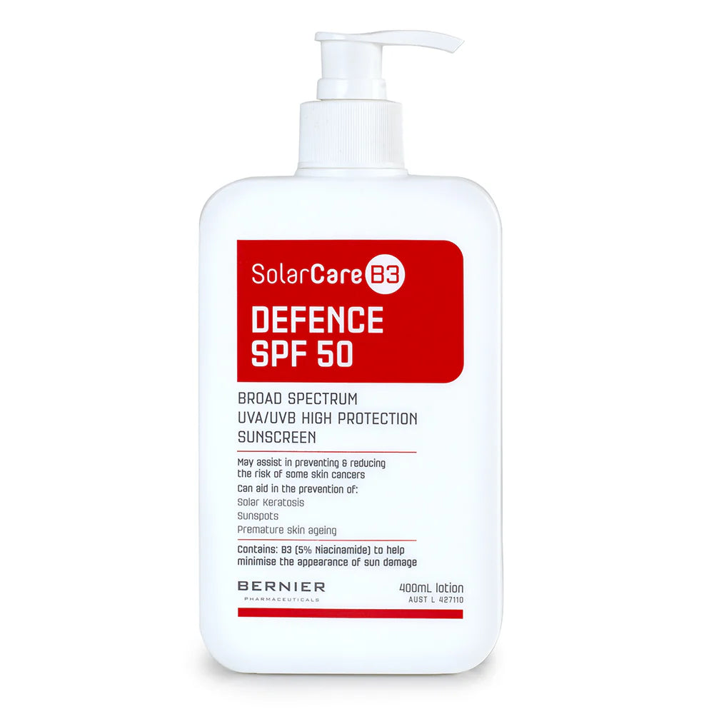 SolarCareB3 Defence SPF50 -- 400 ml acne,blotchy pigmentation,fine lines,high-protection UVA/UVB,issues,May assist in preventing and reducing the risk of some skin cancers,premature skin ageing,protect from harmful UV rays,rosacea,shield the skin,solar ke