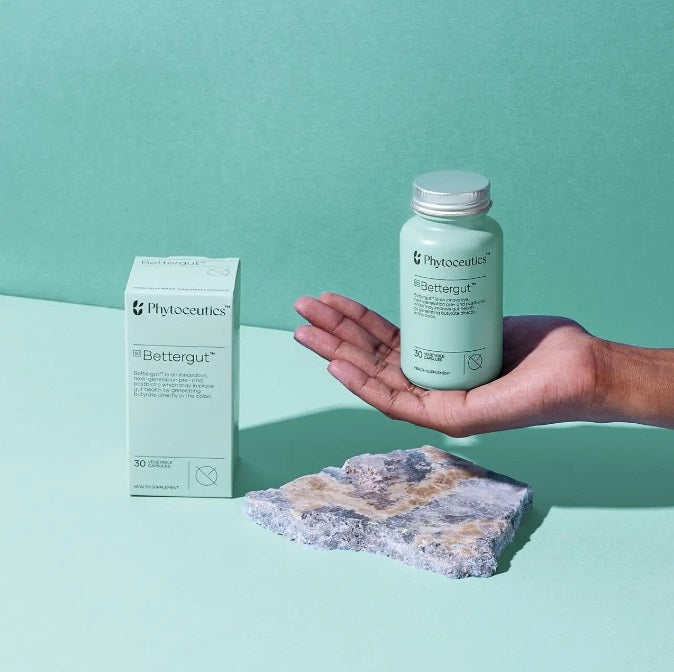 Phytoceutics Bettergut® Pre and Postbiotic Bettergu,bloating,compromised gut health,creates butyrate,generates butyrate in the colon,gut microbiome,improving gut health,issues,phytoceutics,Pre and Postbiotic,side effects like gas