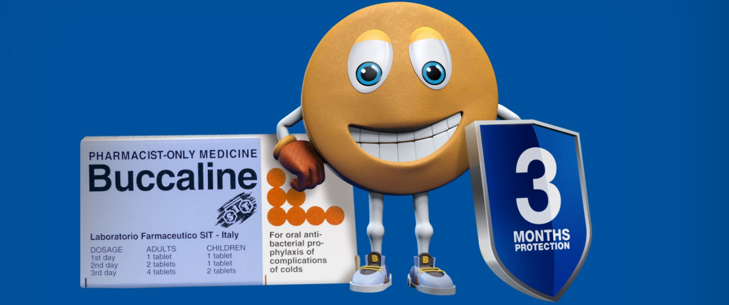 Buccaline 7's Tablets / Family Pack 28's bacterial complications,bacterial complications of colds,Buccaline,Coughs,immunity strength,issues,natural oral vaccine,Runny Noses,Sneezes,Sore Throats