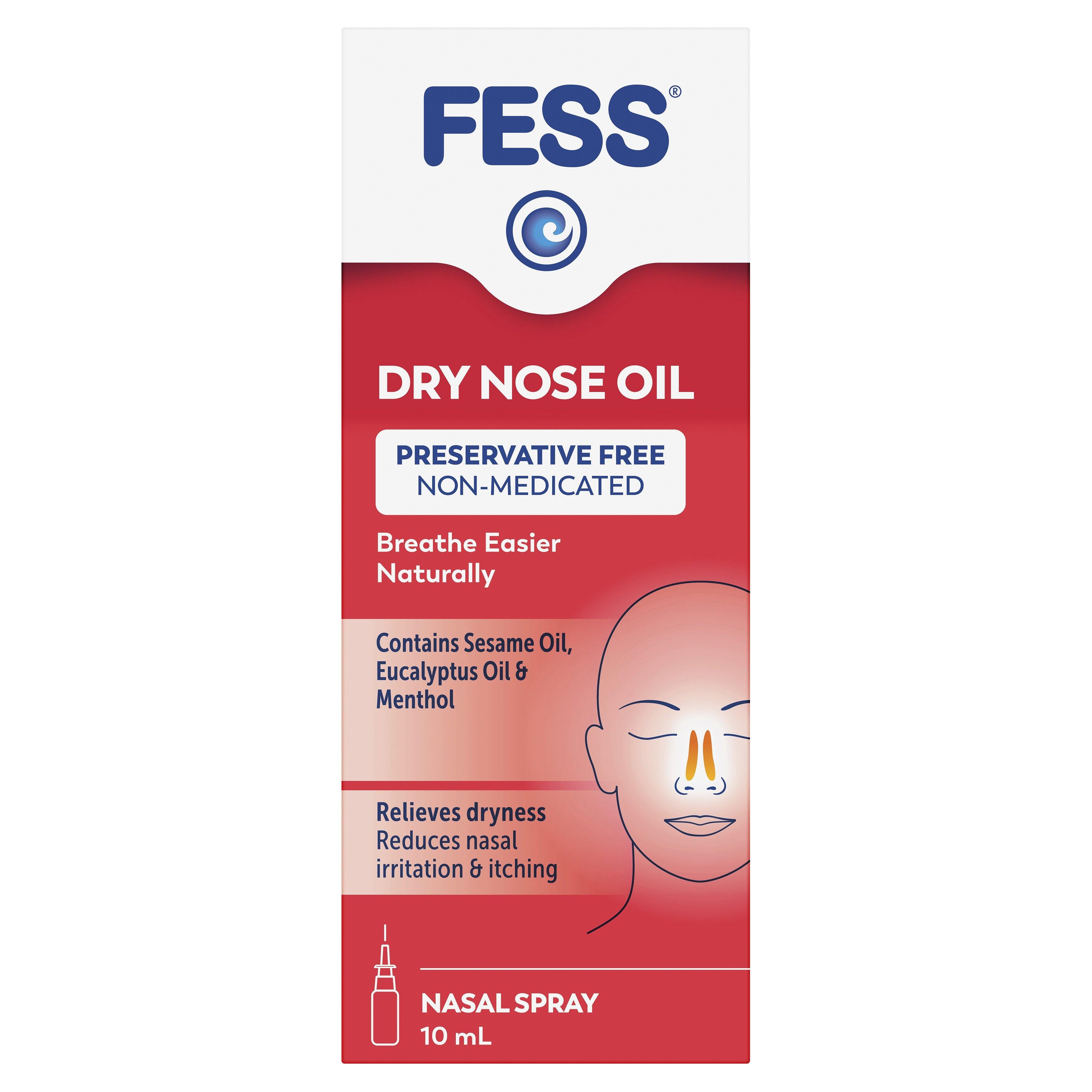 Fess Dry Nose Oil Nasal Spray 10ml blocked nose,cracked nose,dry nose,issues,nose oil