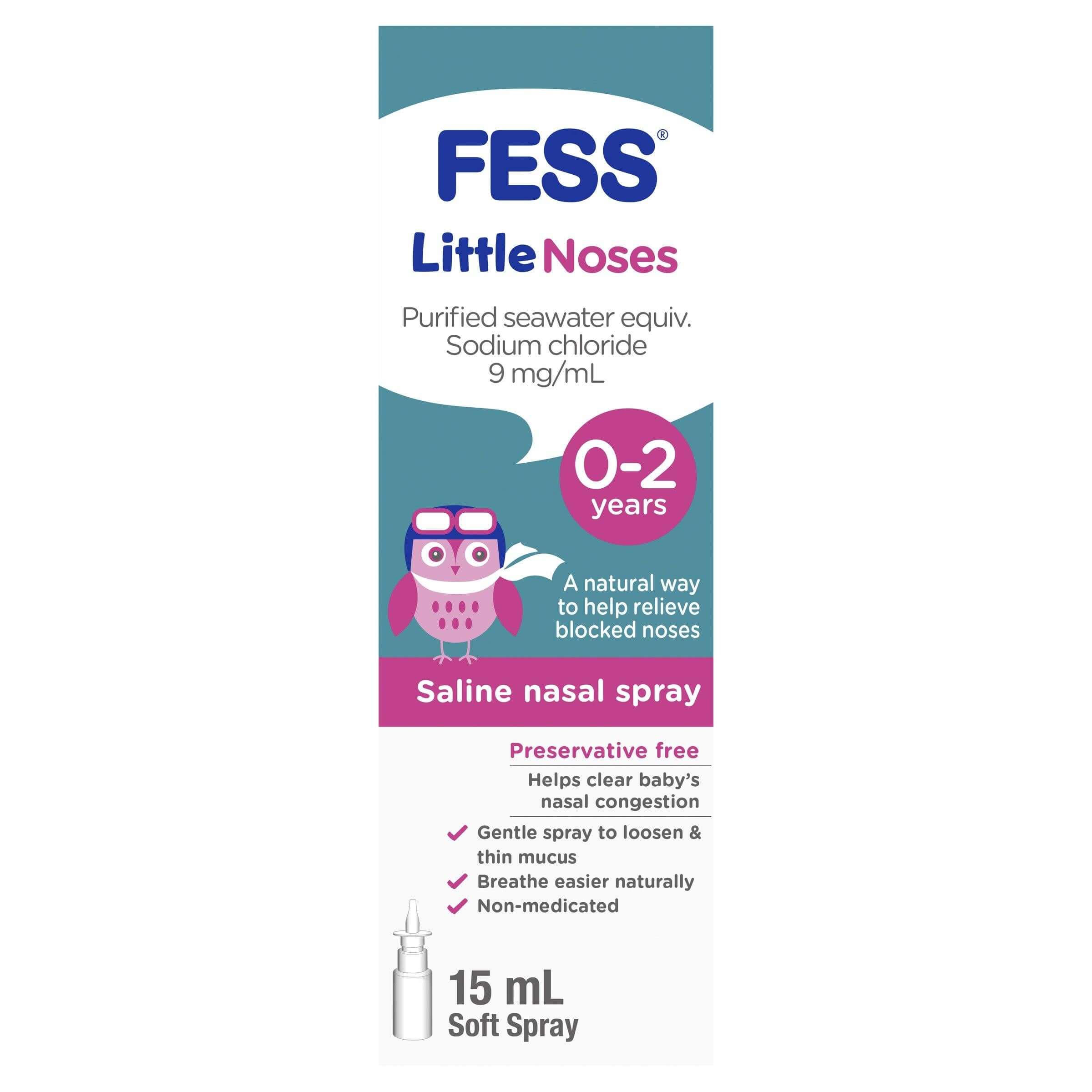 FESS Little Noses saline nasal spray 15ml for 0-2 years 0-2,fess,issues,saline,salt water,unblock