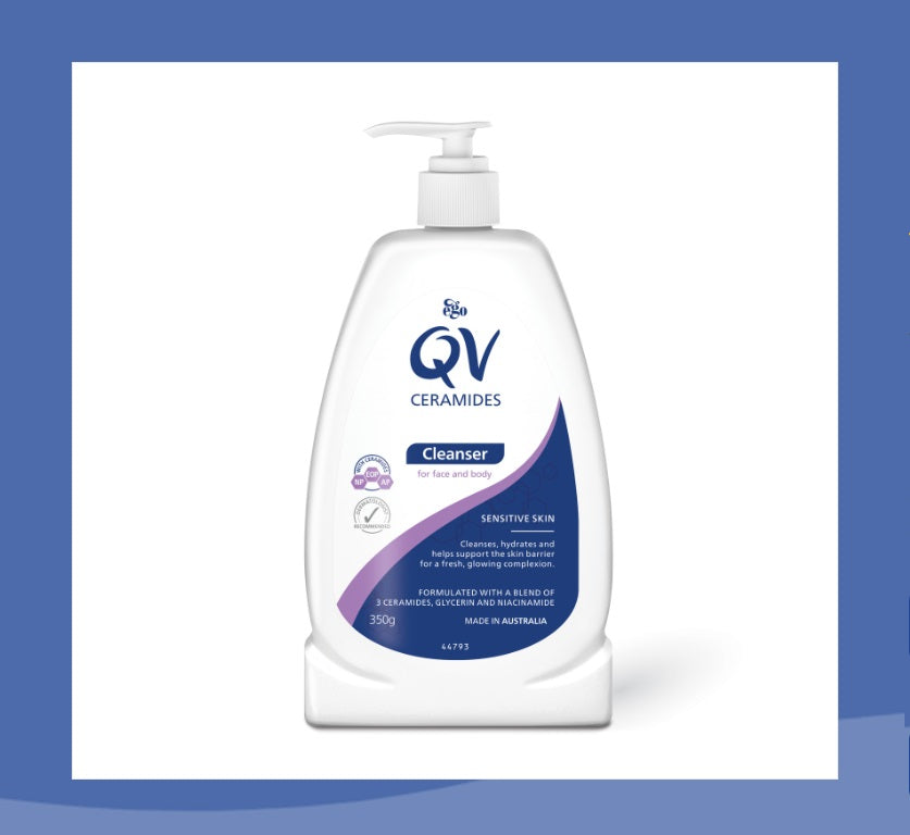 QV Ceramides Cleanser 350 ml Aveeno Skin Relief Body Wash,Baby skin care condition,Clear Skin,Combination Skin,cracked skin,Daily skin balance,damaged skin,dermatix,dermatologists,dry skin,dry skin body wash,dry skin cream,dry skin gel,Dry skin relief,dry