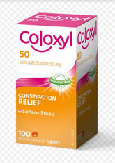 Coloxyl 50mg 100 tablets Qty restriction (2) applies constipation,issues,laxative
