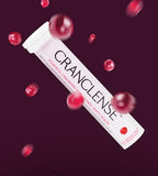 Cranclense Cranberry for Urinary Health - 20 Tablets in packaging with floating cranberries in background
