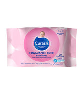 CURASH Fragrance Free Baby Wipes Travel Pack, 1x 20 wipes Baby Wipes Travel Pack,Fragrance Free Baby Wipes,Helps protect against nappy rash,Ideal for newborns,Irritant Free,issues,New Born Wipes,Paraben Free,Soap Free,Thick and soft cushion design