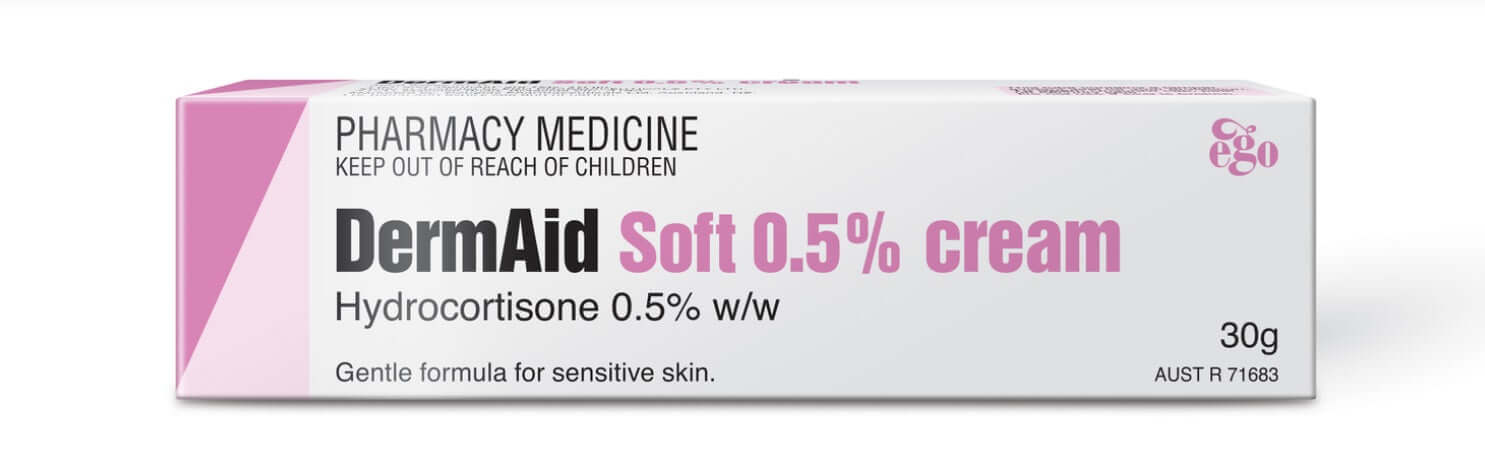 Ego DermAid Soft 0.5% Cream 30 gm (Pharmacy Medicine) allergies to cosmetics,corticosteroid,corticosteroid responsive skin,derm,dermassist,dermatitis,dry skin,dry skin cream,dry skin gel,dry skineczema,eczema,Health Care,hydrocortisone,insect bites,issues