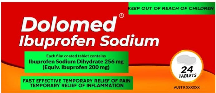 Dolomed Ibuprofen 200mg 24 Tablets arthritic pain,back pain,cold & flu,dental pain,Dolomed,Dolomed Ibuprofen,google,headache,inflammation,issues,migraine headache,Muscular pain,period pain,sinus pain,Temporary relief of pain,tension headache