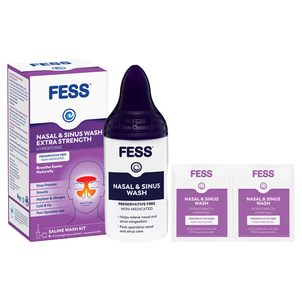 FESS® Nasal & Sinus Wash Extra Strength Hypertonic Wash Kit blocked nose,congestion,issues,nasal congestion,nasal wash,sinus,sinus cleanse,sinus pain,sinus rinse,sinus wash,sinusitis