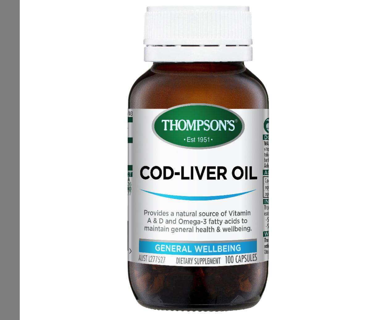 Thompsons Cod Liver Oil 100 Capsules cod liver oil,issues,thompsons
