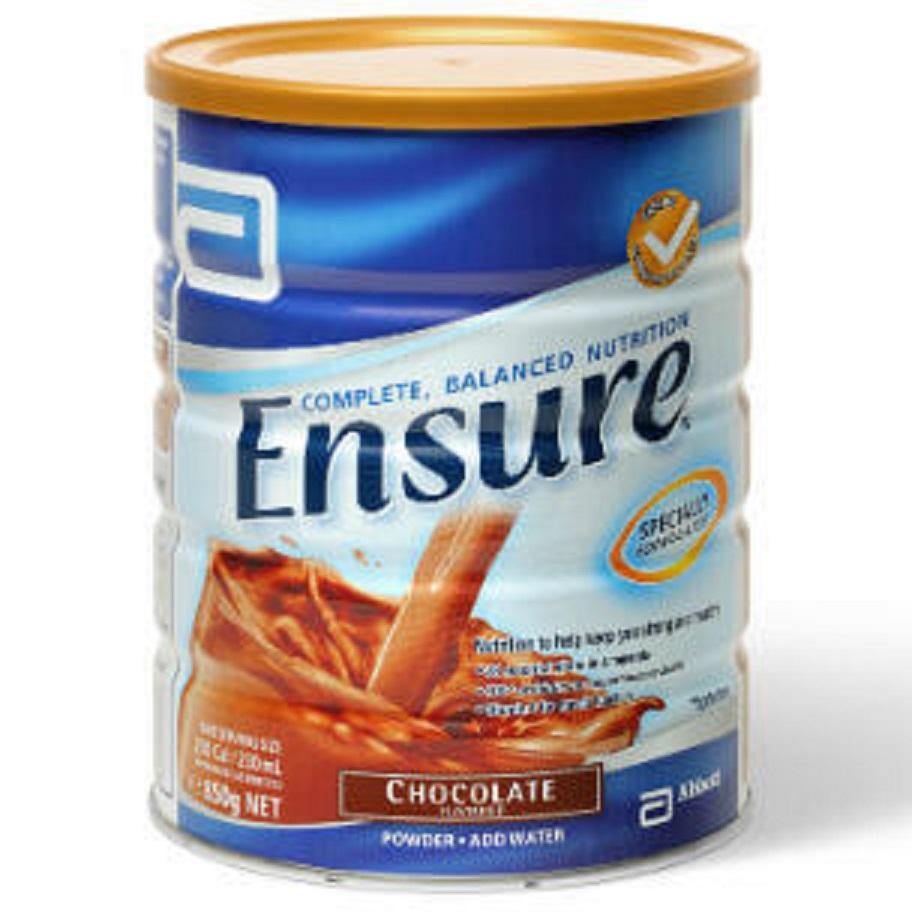 Ensure Chocolate Powder 850g - Nutritional supplement for energy and health, chocolate flavor, balanced nutrition.