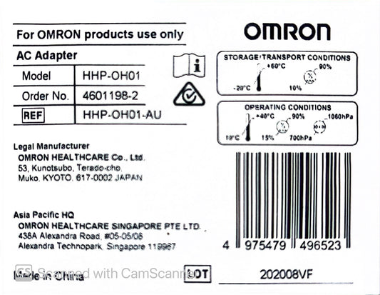 Omron AC adapter for Blood Pressure Monitors