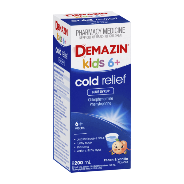Demazin Kids 6+ Cold Relief Blue Syrup 200 ml children,cold,demazin,flu,google,issues,kids,viral