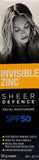 Invisible Zinc Sheer Defence SPF 50 untainted Facial Moisturiser 50gm invisible zinc,Invisible Zinc Sheer Defence SPF 50 Facial Moisturiser,issues,sheer defence,spf 50,sunscreen