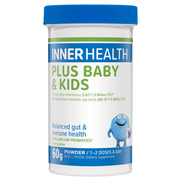 Inner Health Plus Baby & Kids 60g Powder Bowel & Digestive,Categories: Baby's Health,Daily Wellness & Immunity,Inner Health,issues,Kids Immunity & Digestion,Probiotics,Supplements NZ
