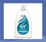 QV intensive moisturising cleanser for dry skin 1kg bottle with pump for gentle cleansing and hydration.