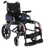 Karma Flexx Transit Wheelchair 90° hangers and stump supports,Configurable dimensions,Fixed angle adjustment in back canes -4 to +16 ° in set increments,Maximum User weight limit of 130kg,Options including elevating legrests