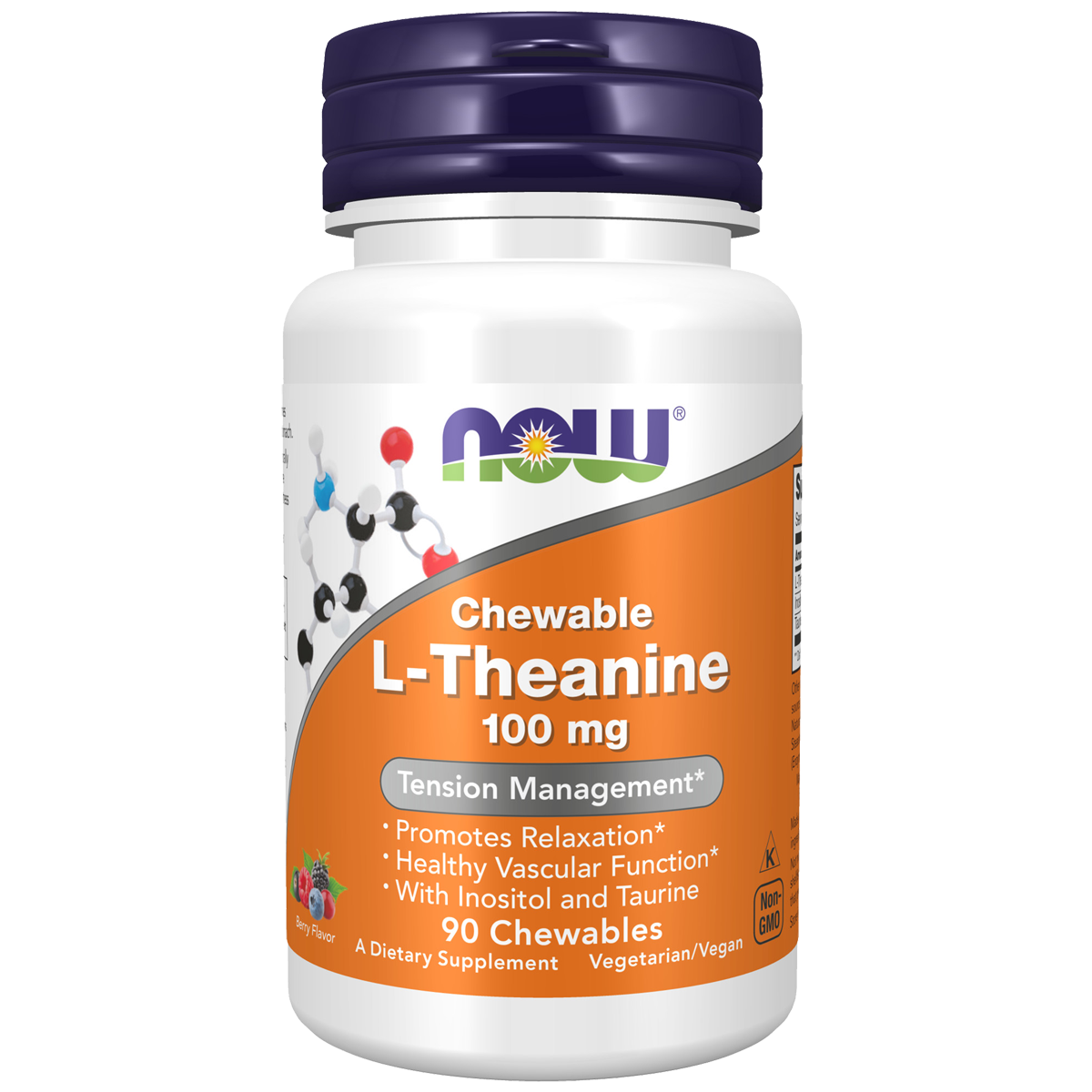 NOW L-Theanine 100mg Berry 90 Chewables