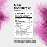 Microbiome Labs MegaSporeBiotic Gummies for Adults Berry Blast 60 Gummies supplement facts