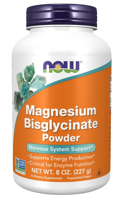 Now Magnesium Bisglycinate 227g Critical for enzyme function,issues,Magnesium Bisglycinate,muscle function,nervous system support,Supports energy production