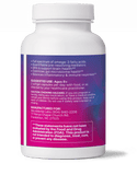 MegaMarine gut-specific fish oil bottle showing full-spectrum omega-3 fatty acids and health benefits.