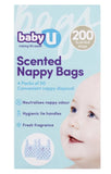 Baby U Nappy Bags 200 Pack baby powder fragrance,issues,Scented Nappy Bags,seal in wetness,Solution For soiled nappies