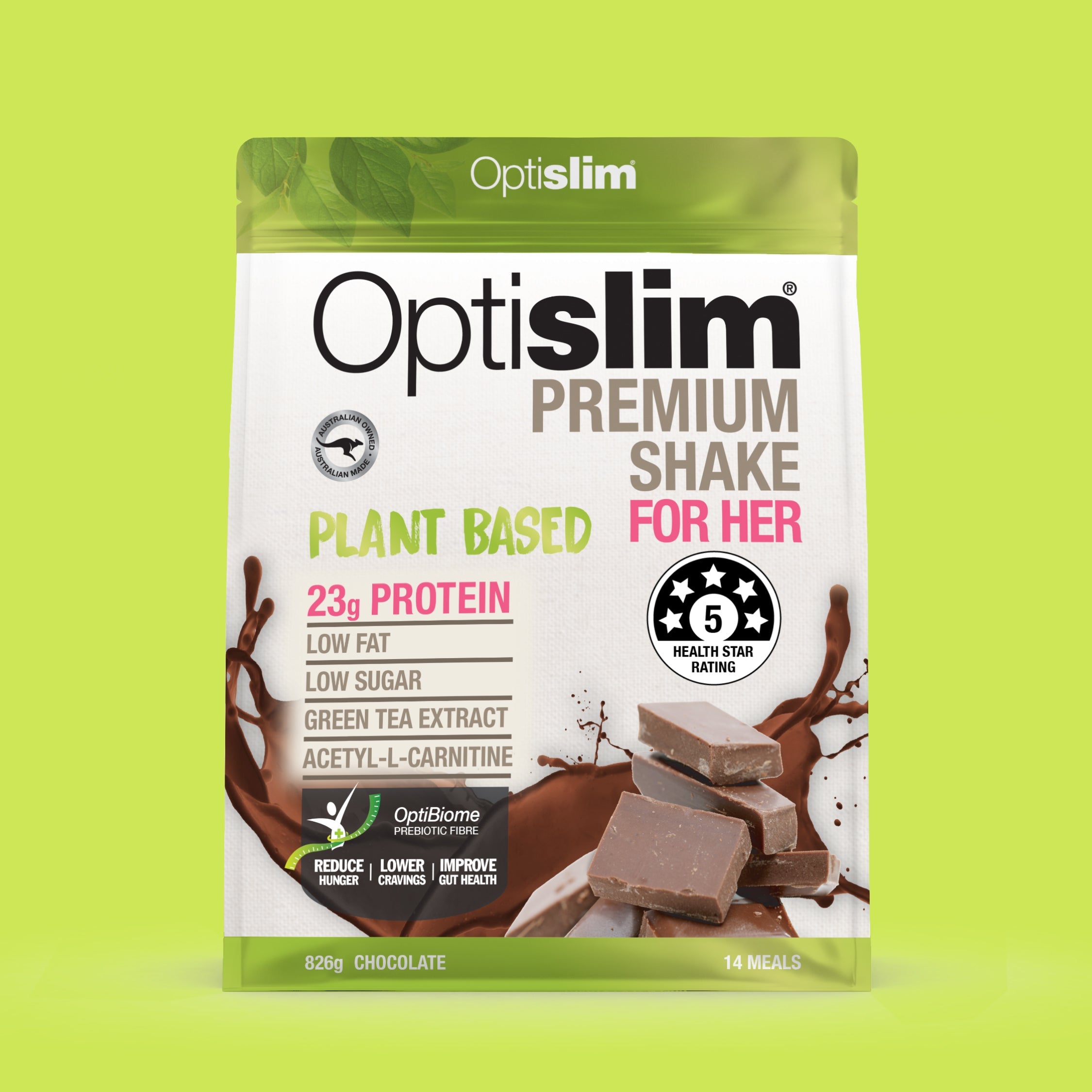 Optislim For Her Plant Based Vegan Shake Chocolate 826g