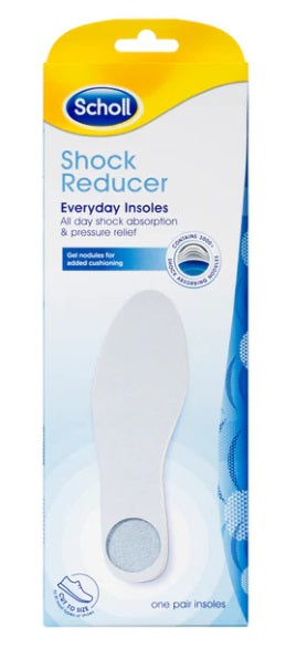 Scholl Shock Reducer Everyday Insole Breathable gel design,cushioning for your feet,Gel nodules,INSOLES,issues,pressure relief,shock absorbing gel nodules,shock absorption,SHOCK REDUCER