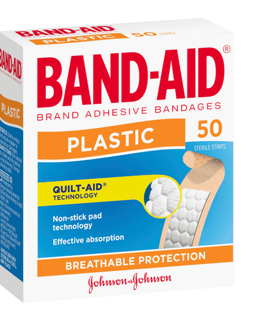 Band-aid Plastic Strips 50 band-aid,band-aid blister,bandage,bandages,BANDAID,cohesive bandage,crepe bandage,cushioned bandages,eab bandage,elastic bandage,issues