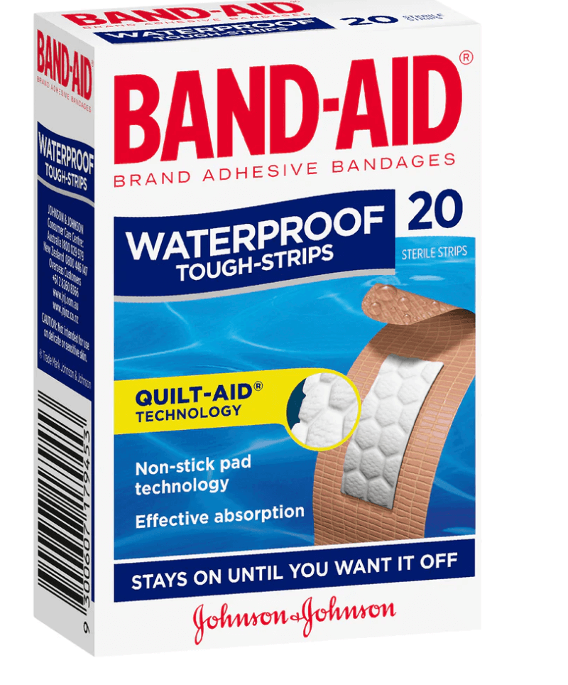 Band-aid tough strips waterproof 20 band-aid,band-aid blister,bandage,bandages,BANDAID,cohesive bandage,crepe bandage,cushioned bandages,eab bandage,elastic bandage,issues