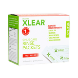 xlear sinus rinse refills box with 20 packets for fast relief from sinus issues and allergies.