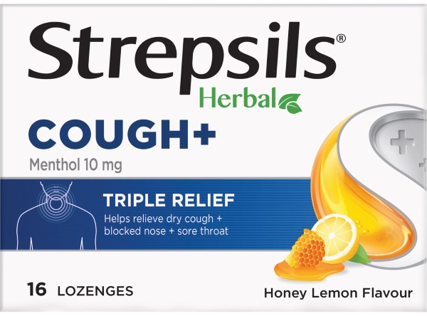 Strepsils Herbal Cough Lozenges Honey & Lemon 16 Pack