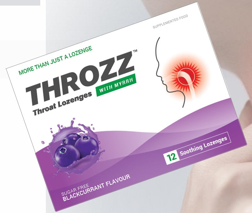 Throzz Blackcurrant Throat Lozenges 12's Anti-Microbial Agent,Blackcurrent Throat Lozenges,Cough Lozenges,Dryness and Throat Irritation,Eucalyptus,issues,Menthol,Myrrh,Natural Soothing Lozenges,Relieves Discomfort from Sore Throat,sore throat lozenges,Thr