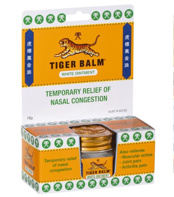 Tiger Balm Analgesic White Mild Ointment 18g arthritis joint pain,Chest rub,issues,joint pain,temporary relief of aches and pains,temporary relief of nasal congestion,Tiger Balm White