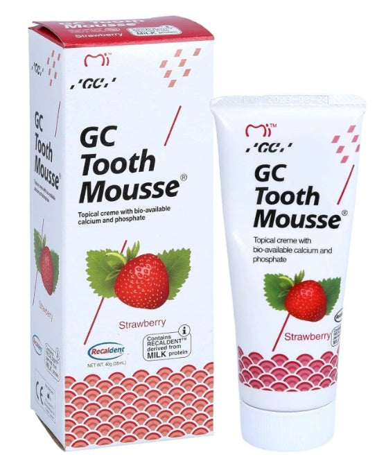 GC Tooth Mousse - Strawberry issues,rejuvenate the patient’s teeth,Strawberry Flavour,strengthen,Tooth Mousse,without fluoride Tooth