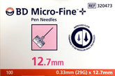 BD Micro-Fine Pen Needles 0.33m (29G)*12.7mm 100's BD Micro-Fine Pen Needles,issues,Medical Supplies,Micro-Fine Pen Needles,Pen Needles
