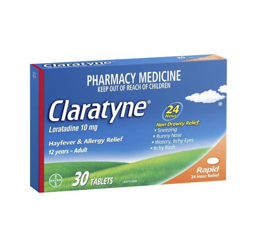 Claratyne Hayfever & Allergy Relief Rapid 30 tablets allergic rhinitis,allergy,anti histamine,claratyne,cold and flu,covid,hay fever,hives,issues,itchy bites,itchy eyes,itchy nose,post nasal drip,runny nose,seasonal rhinitis,sinus,sneezing,watery eyes