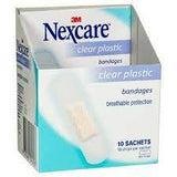 Nexcare Plastic Strips Clear 10 sachets bandages,issues,nexcare,plastic clear strips