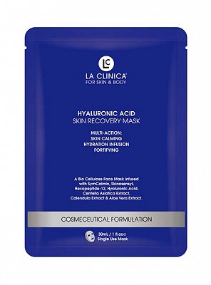 La Clinica Hyaluronic Acid Skin Mask Bio Cellulose Face Sheet,Facial Sheet Mask.,Hyaluronic Acid Skin Mask,Hyaluronic Acid Skin Recovery,issues,La Clinica Hyaluronic Acid Skin Mask,Mask infused with SymCalmin