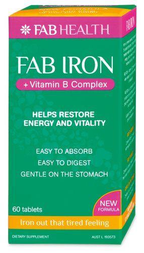 FAB IRON plus Vitamin B Complex 60 tablets dizziness,fab health,fab iron,fatique,iron,iron amino acid chelate,issues