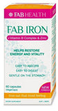 FAB IRON vitamin B complex zinc 60 vegecapsules energy,fab health,fab iron,issues,stress,vitamin b,zink