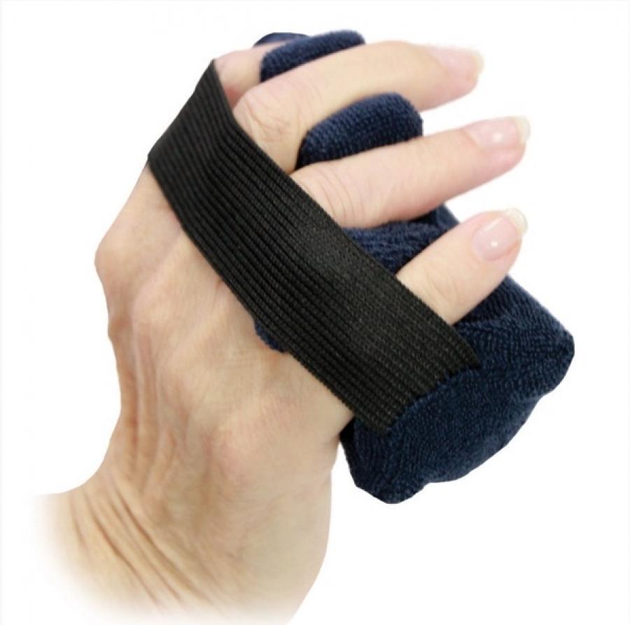 Finger Contracture Cushion With Padded Finger Separators And Thick Elastic Band